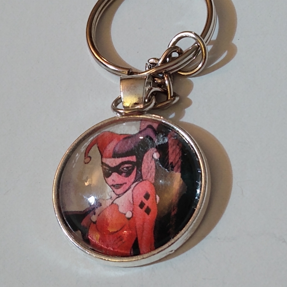 Harley Quinn Comic Keychain Handmade Unique